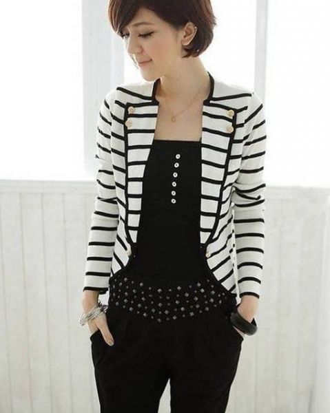 Blazer feminino listrado