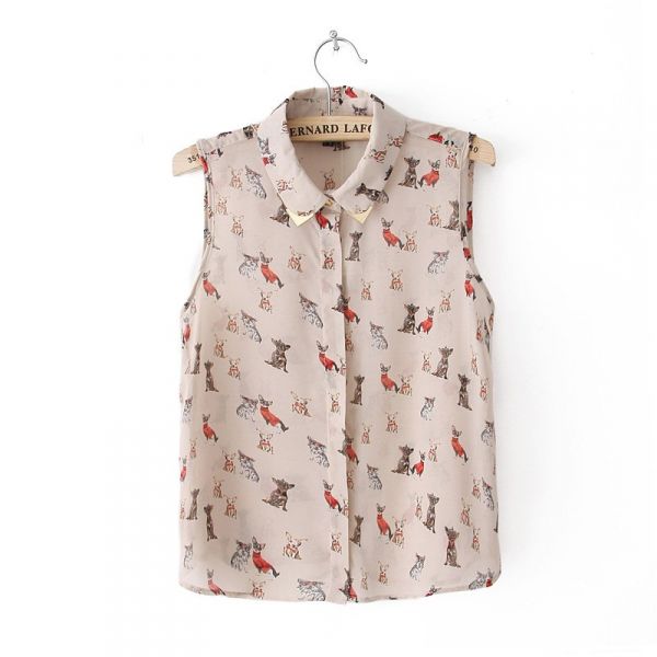 Camisa feminina chiffon - cute dog